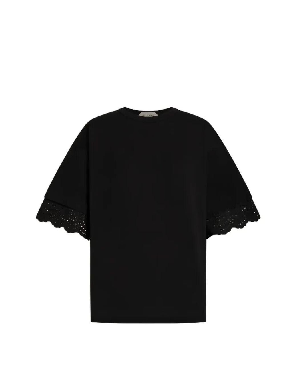 Alberta Ferretti Black Lace Sleeve T-Shirt