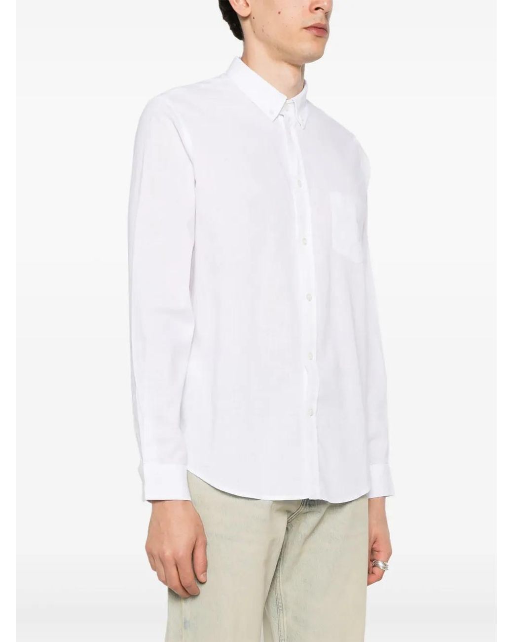 Samsøe & Samsøe White Liam Slub-Texture Shirt for men
