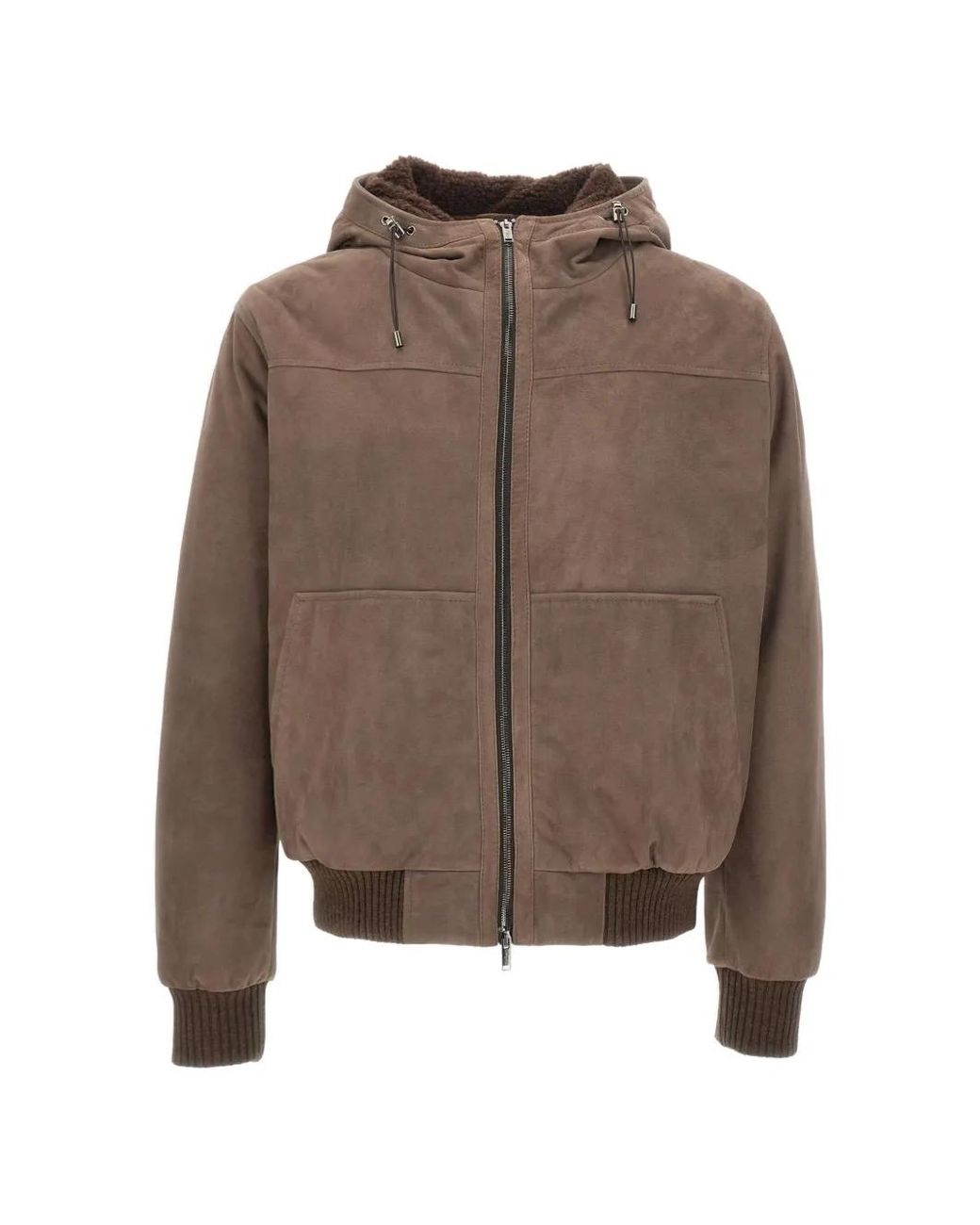 Volfagli Brown Veste Bomber À Doublure Lainée for men