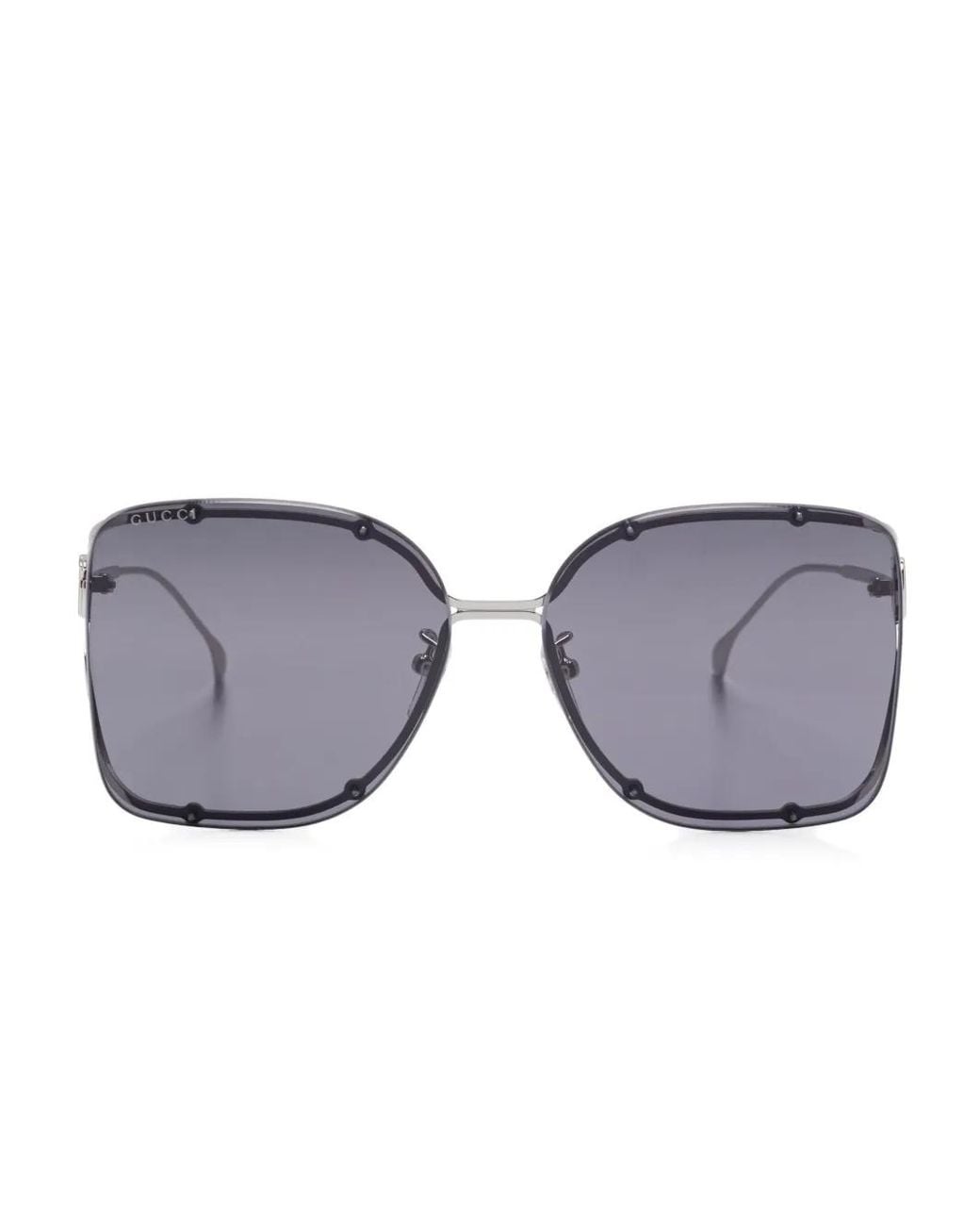 Gucci Gray Double G Square-Frame Sunglasses