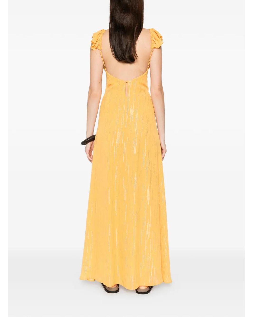 Forte_forte Metallic Ruffled-Detail Sleeveless Maxi Dress