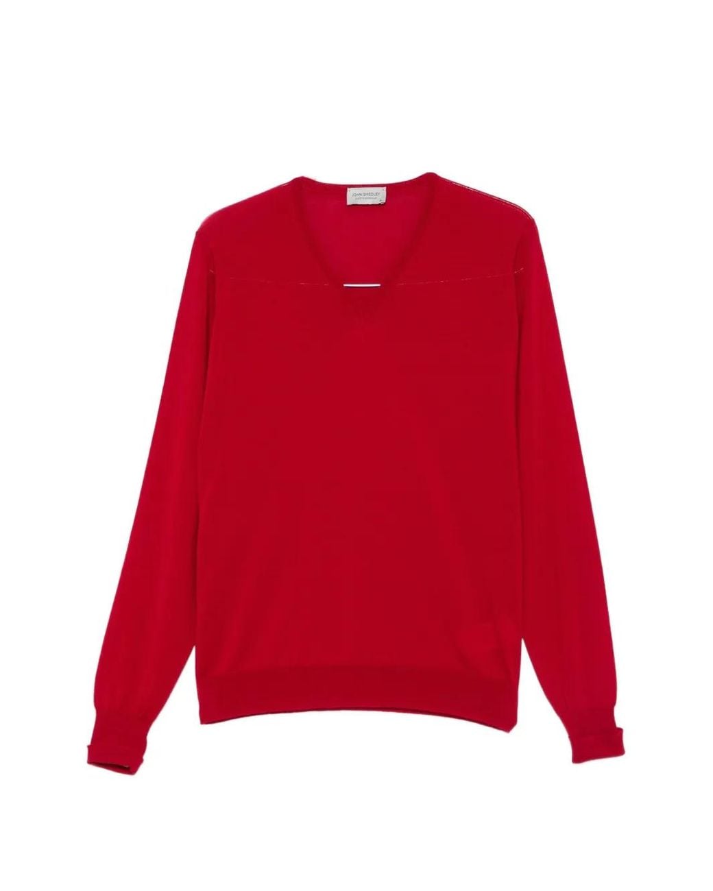 John Smedley Red Bobby V-Neck Sweater for men