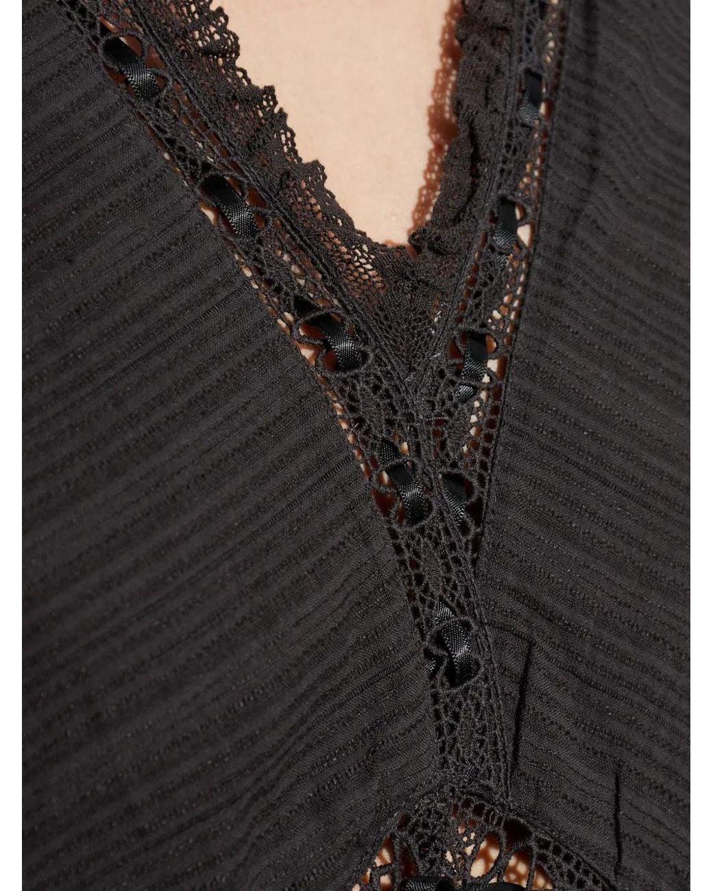 Isabel Marant Black Cotton And Linen Gauze Top