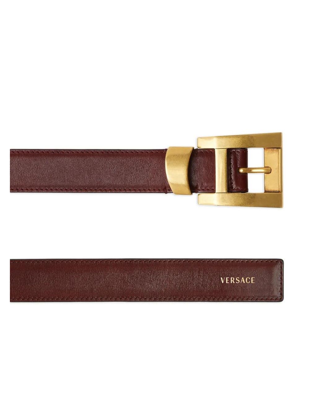 Versace Brown Silk And Nylon Belt With-Tone Buckle And Logo Detail