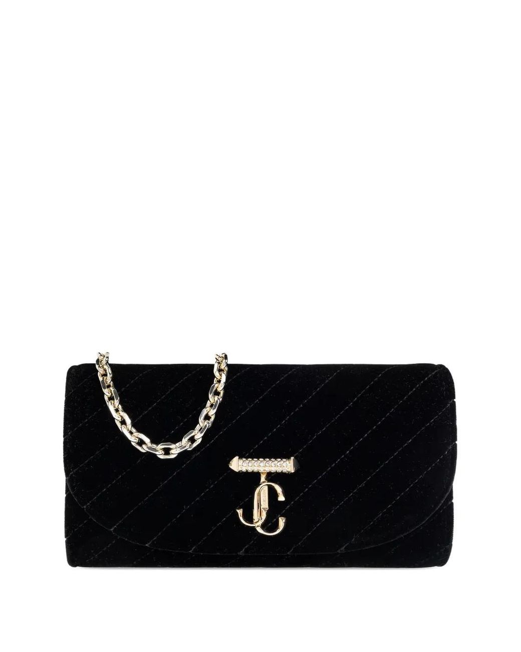 Jimmy Choo Black Curve Velvet Wallet Chain