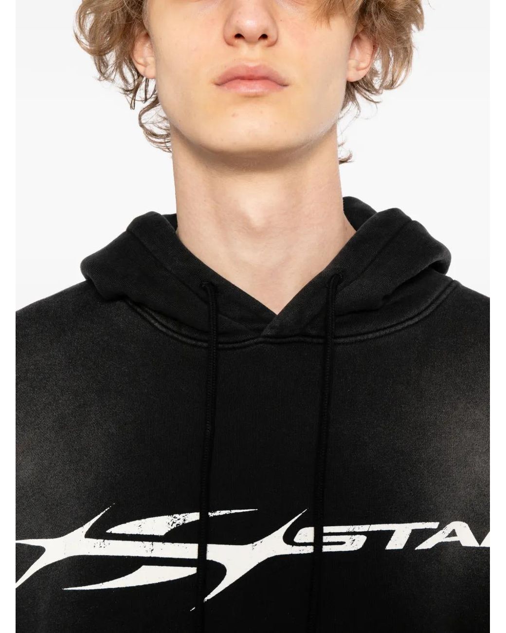 HELLSTAR Black Hstar Graphic Print Hoodie for men