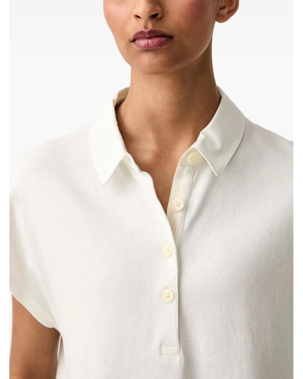 Marc O' Polo White Button-Fastening Short-Sleeve Polo Shirt
