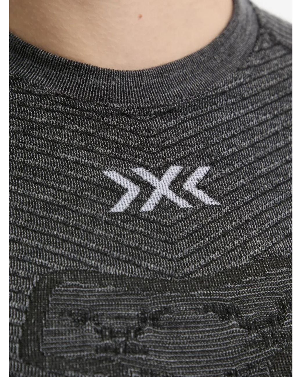 X Bionic Gray Symbio Ls Logo-Print Panelled Top