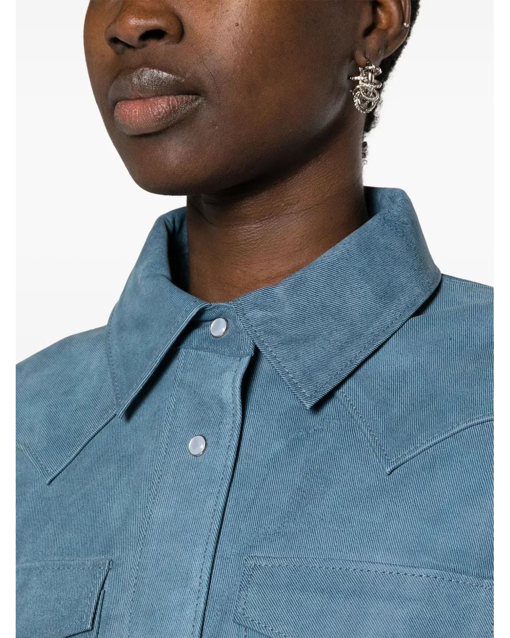 Stand Studio Blue Western Leather Shirt