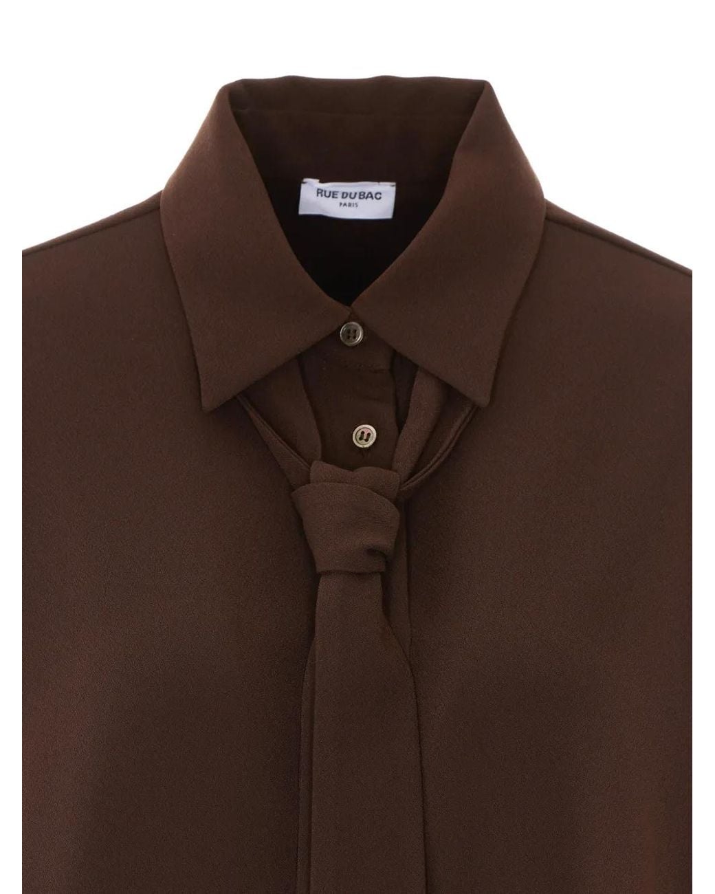 RUE DU BAC Brown Bow-Detail Long-Sleeve Shirt