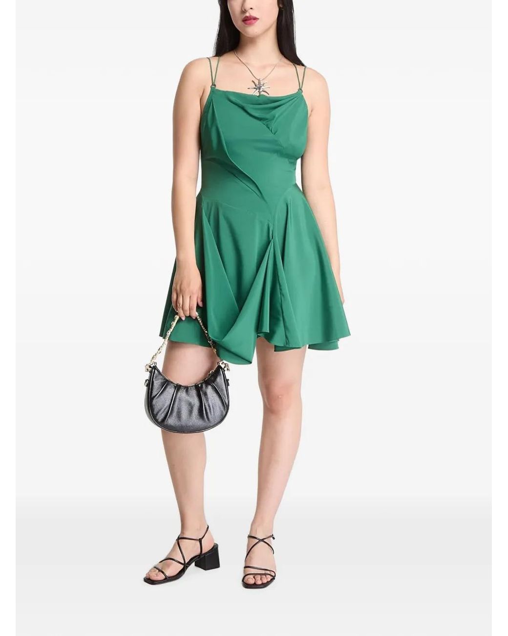 AllSaints Green Robe Drapée Claire À Design Asymétrique À Coupe Courte
