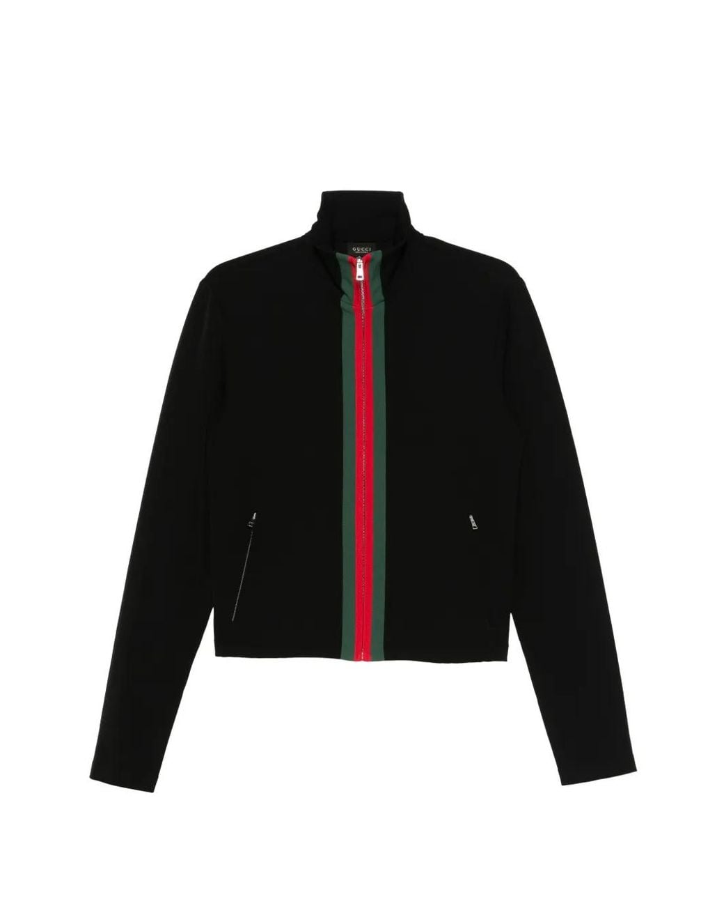 Gucci Black Stretch Nylon Zip Jacket With Web for men