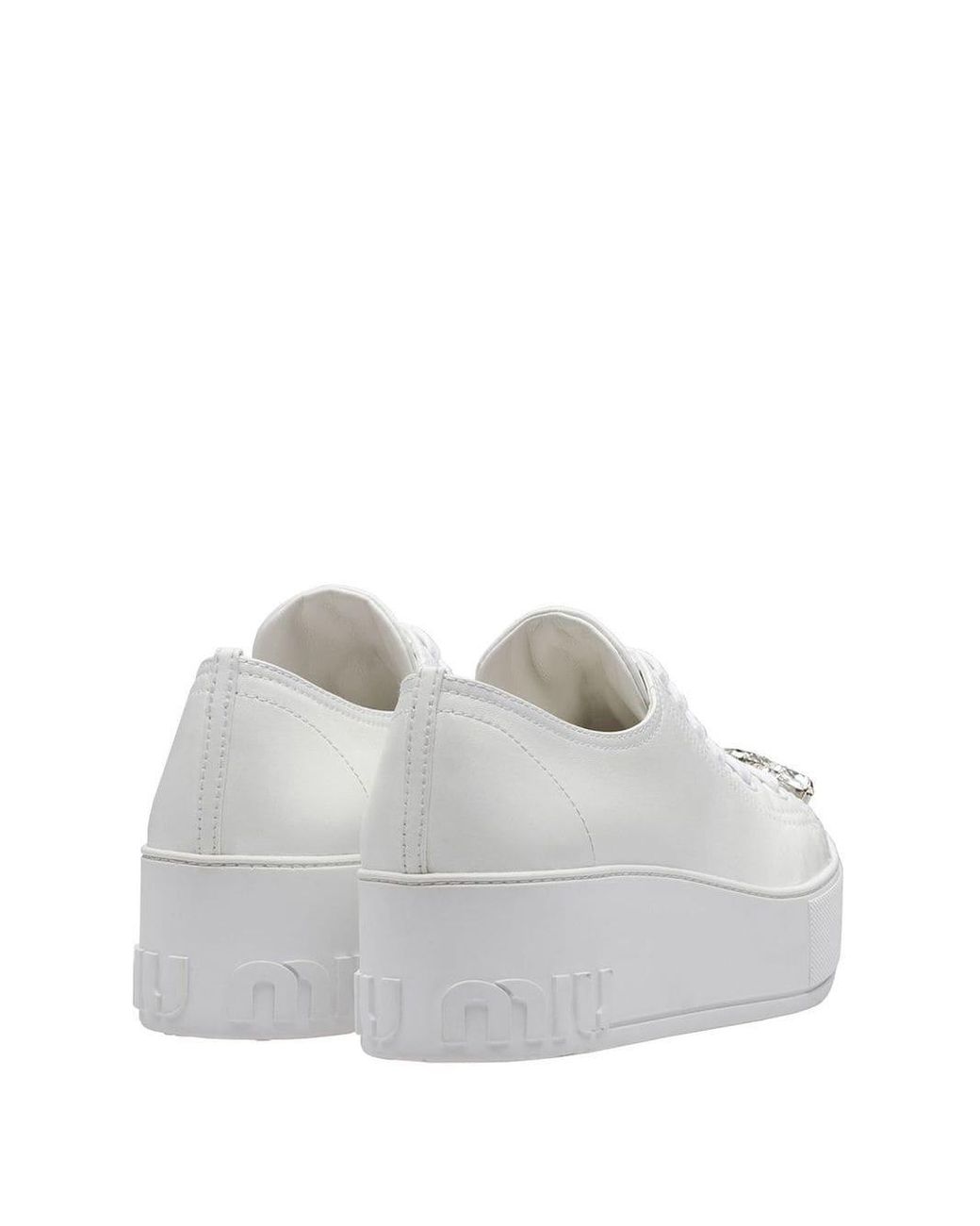 Miu Miu Swarovski Crystal Toe-cap Sneakers in White | Lyst