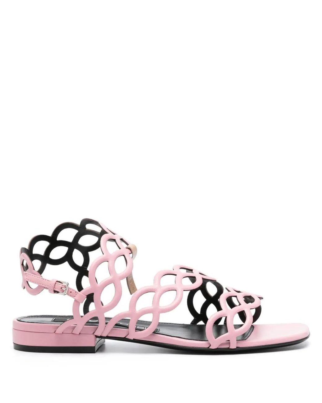 Sergio Rossi Pink Cut-Out Spiral Design Leather Sandals