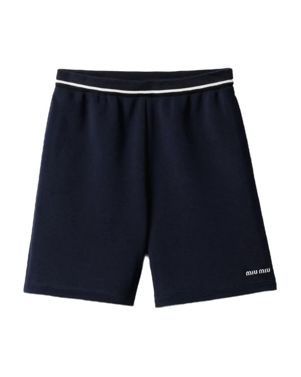 Miu Miu Blue Cotton-Jersey Short