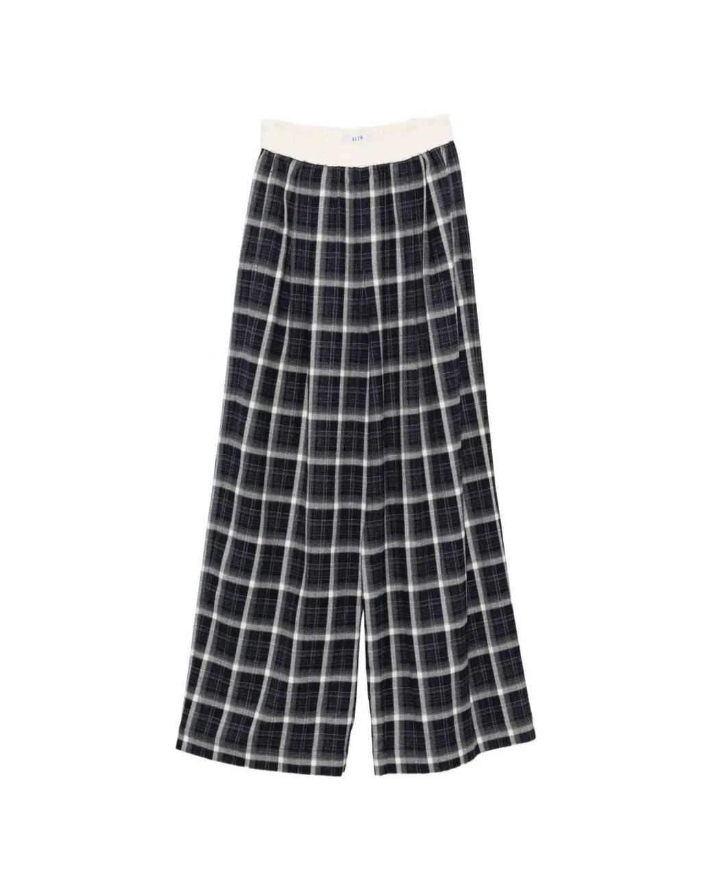 ELEH White Pantalon Palazzo À Carreaux
