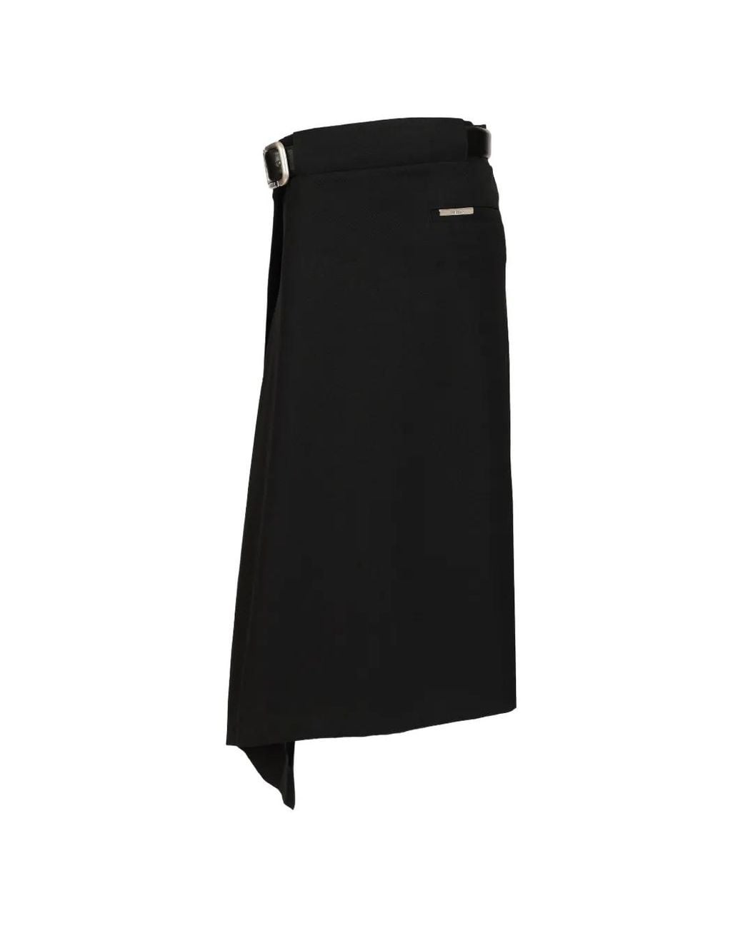 The Attico Black Wool Midi Skirt