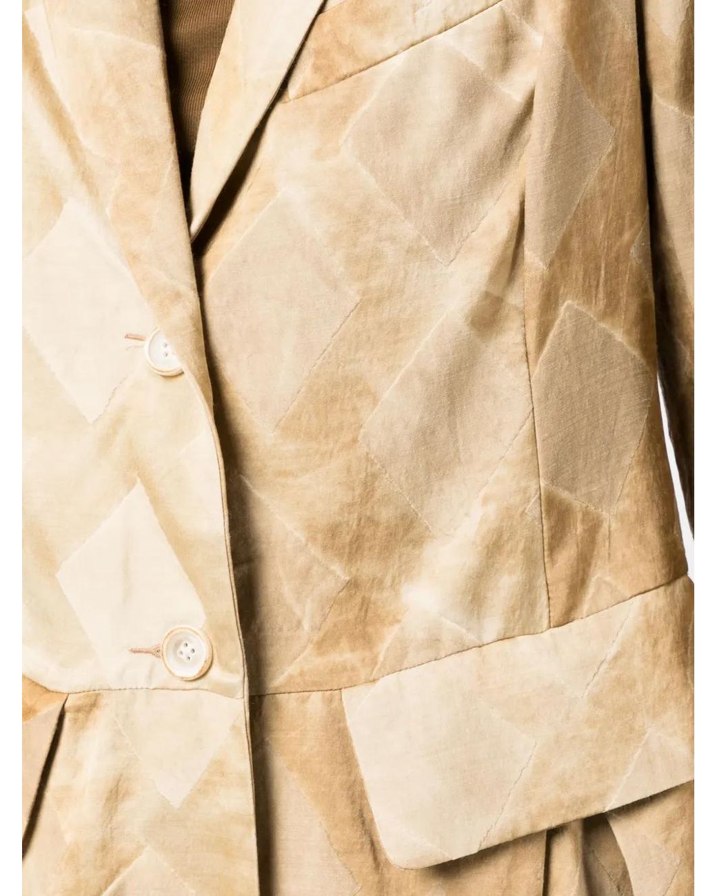 Uma Wang Natural Diamond-Pattern Single-Breasted Coat