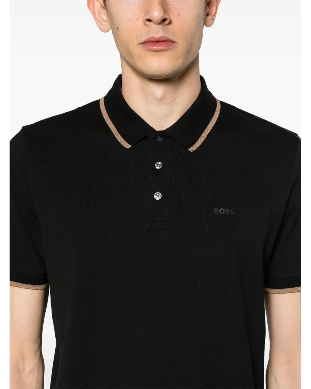 Boss Black Cotton-Piqué Polo Shirt With Contrast Tipping for men