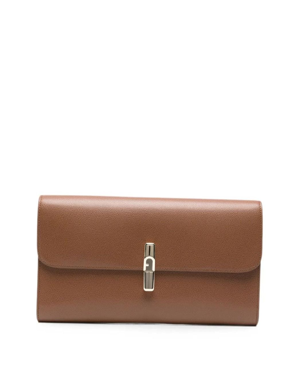 Furla Brown Grainy-Leather Clutch Bag