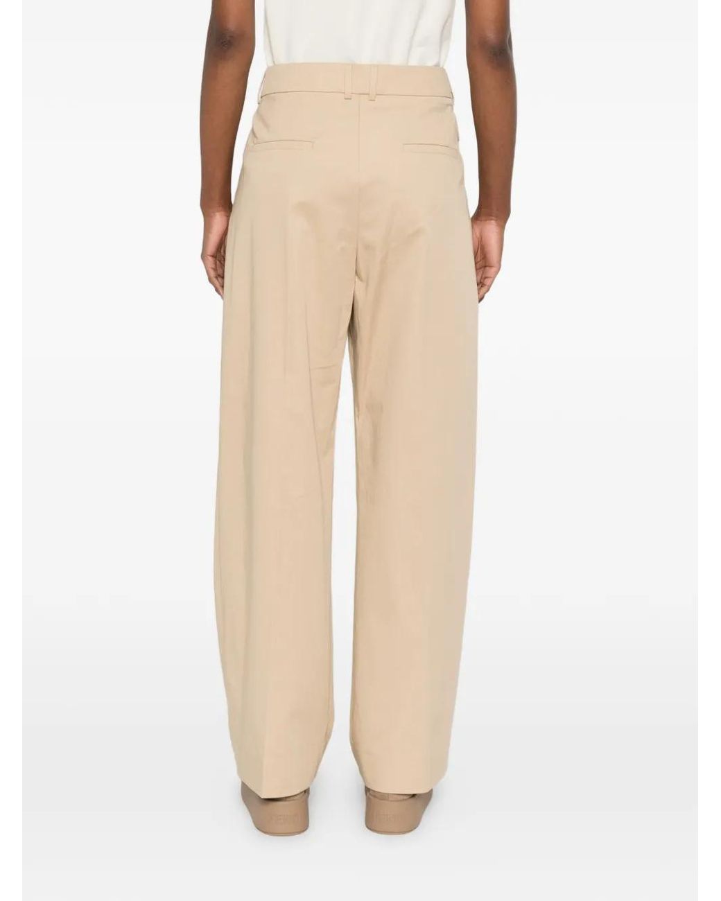 Moncler White Gabardine Wide-Leg Tailored Trousers