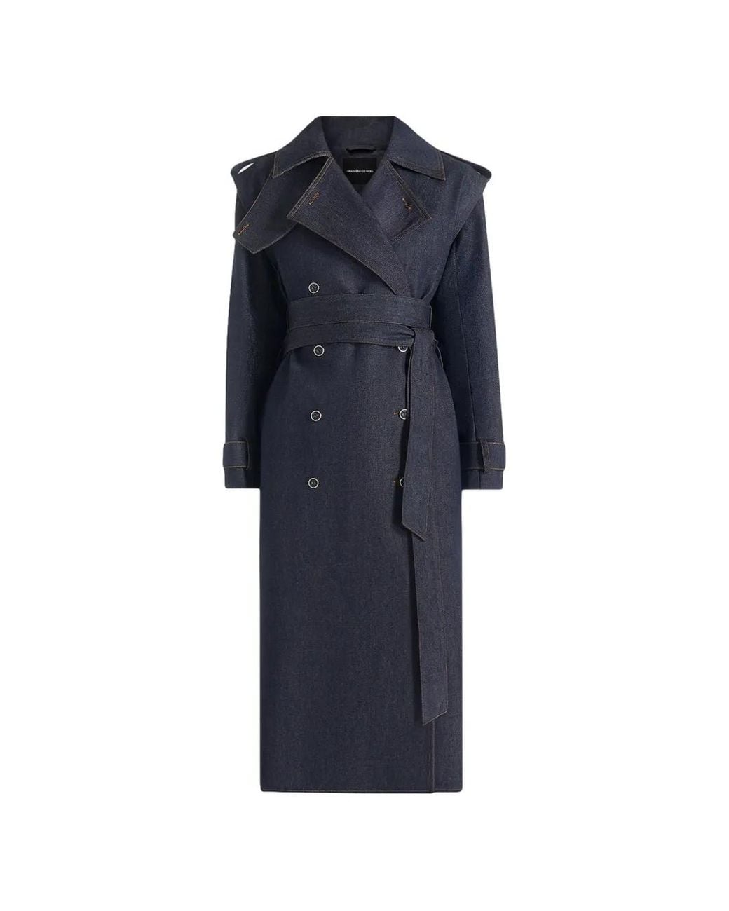 Manière De Voir Blue Esther Denim Trench Coat With Double Belt
