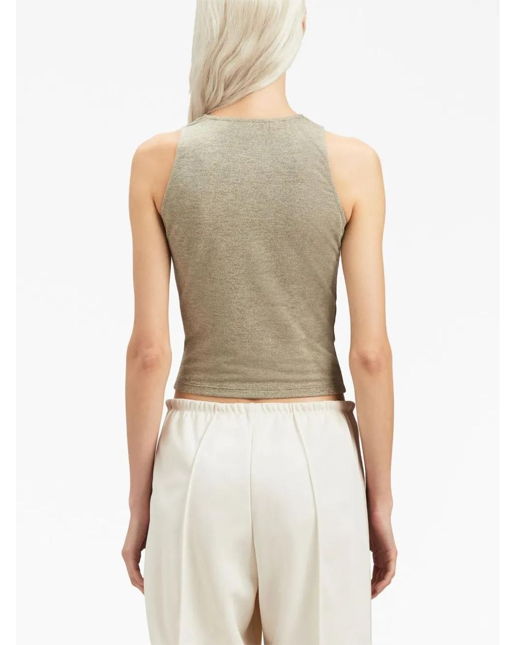 Palm Angels Natural Ruched Lurex Tank Top