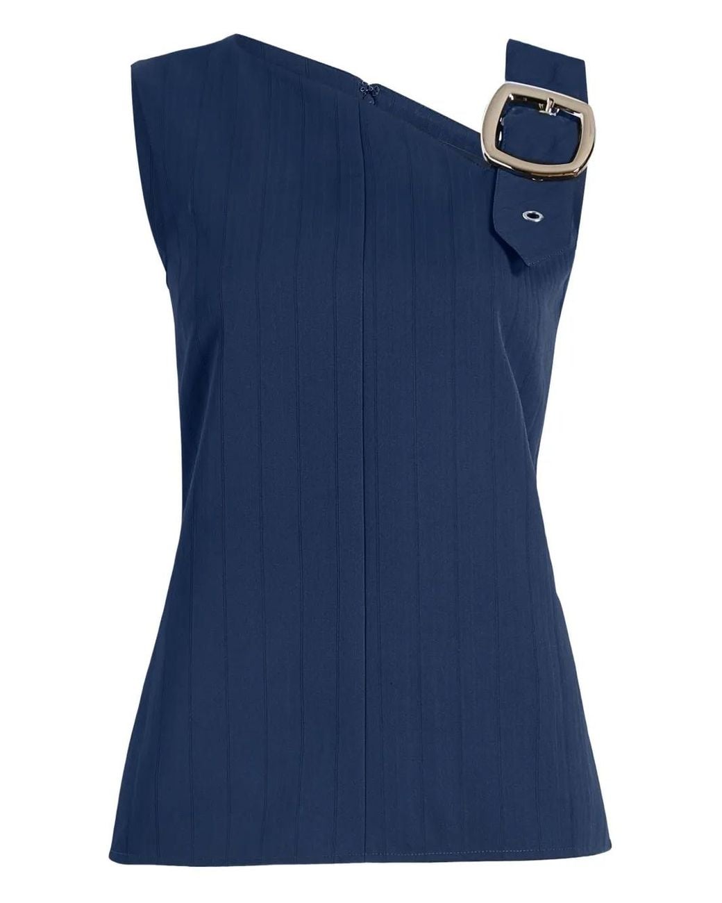 Proenza Schouler Blue Marin Asymmetric-Neckline Buckle Top