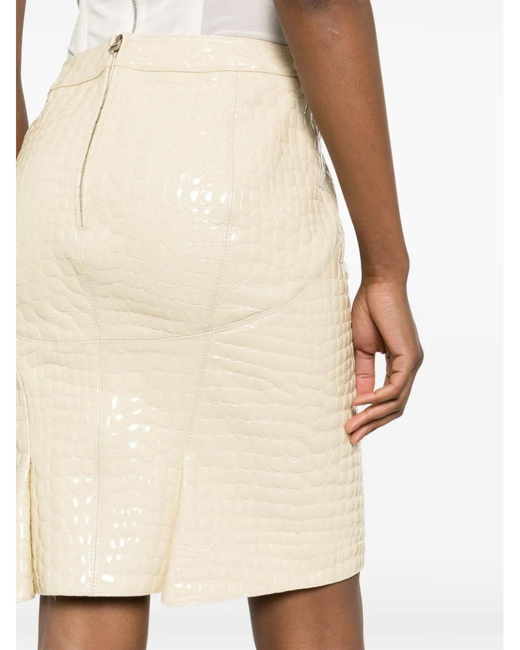 Tom Ford Natural Patent Crocodile-Embossed Mini Skirt