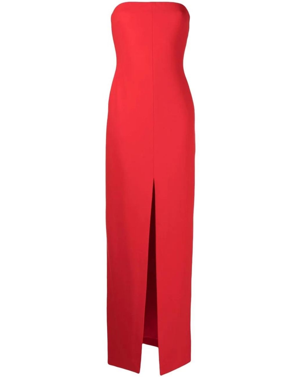 Solace London Red Bysha Strapless Stretch-Crepe Maxi Dress
