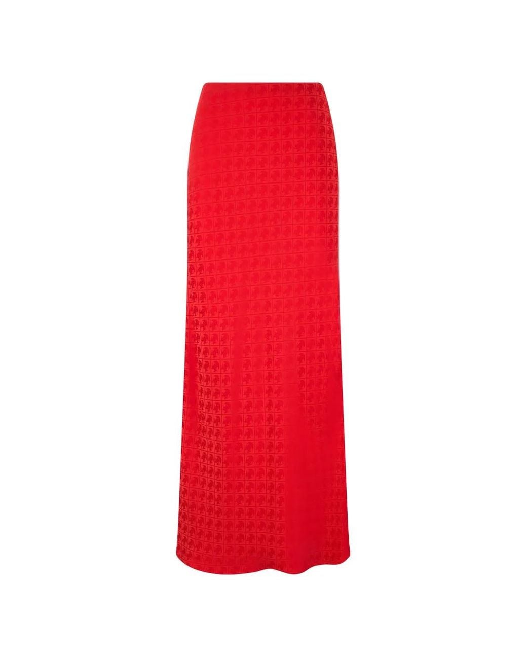 Roberto Cavalli Red Monogram-Pattern Maxi Skirt