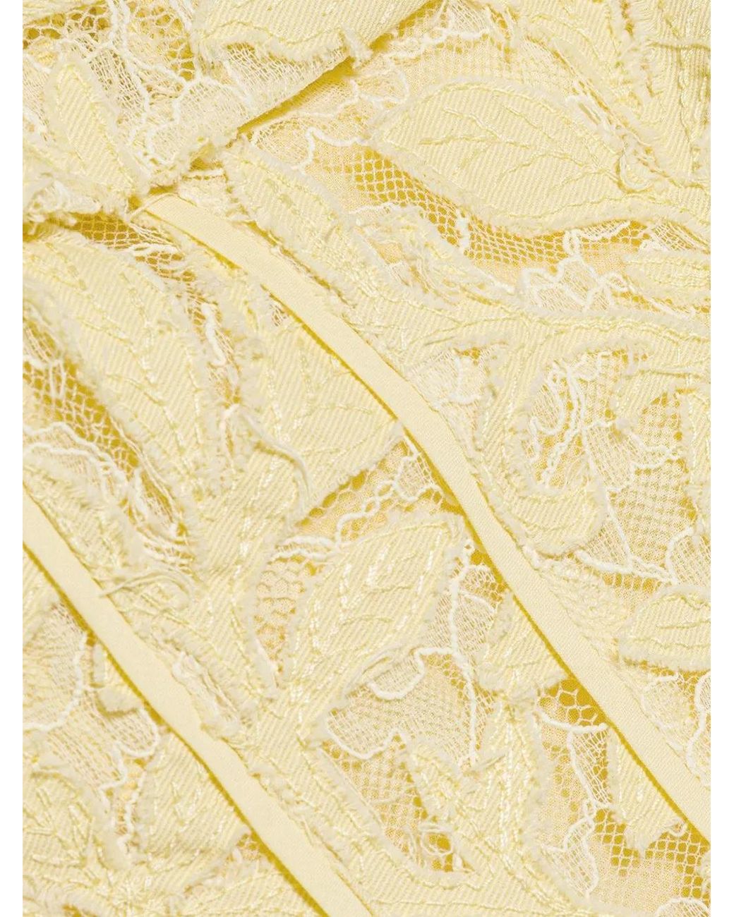 Jonathan Simkhai Yellow Strapless Lace-Overlay Dress