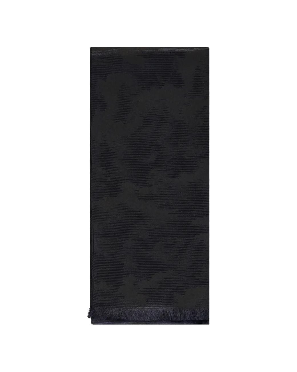 Zegna Black Jacquard Frayed Scarf for men