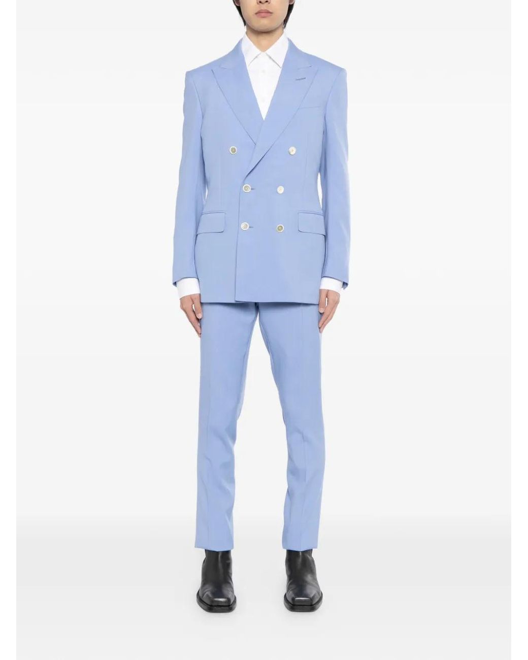 Tom Ford Blue Wool Cashmere Silk Reps Jacket for men