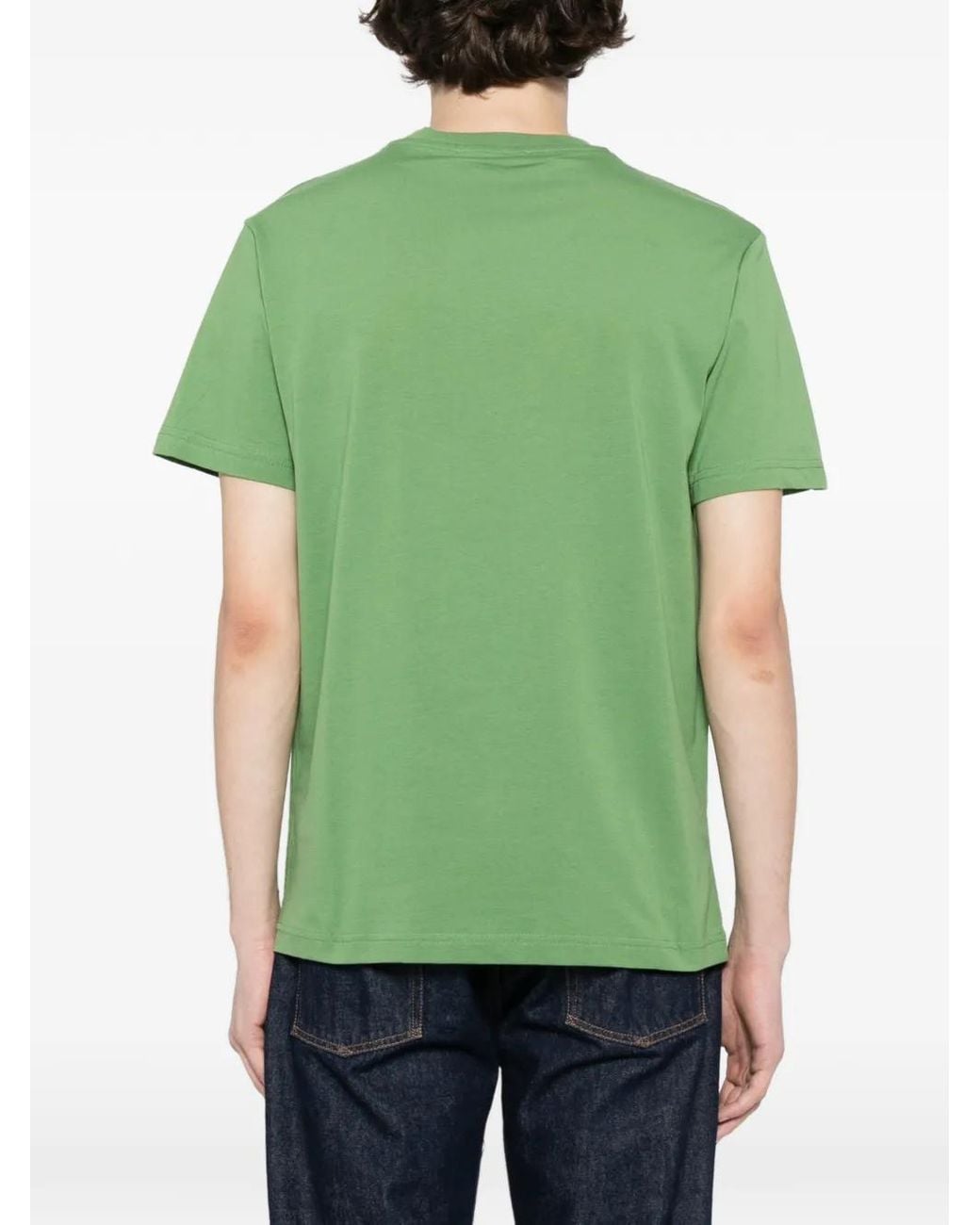 Roberto Cavalli Green Graphic-Print Cotton T-Shirt for men