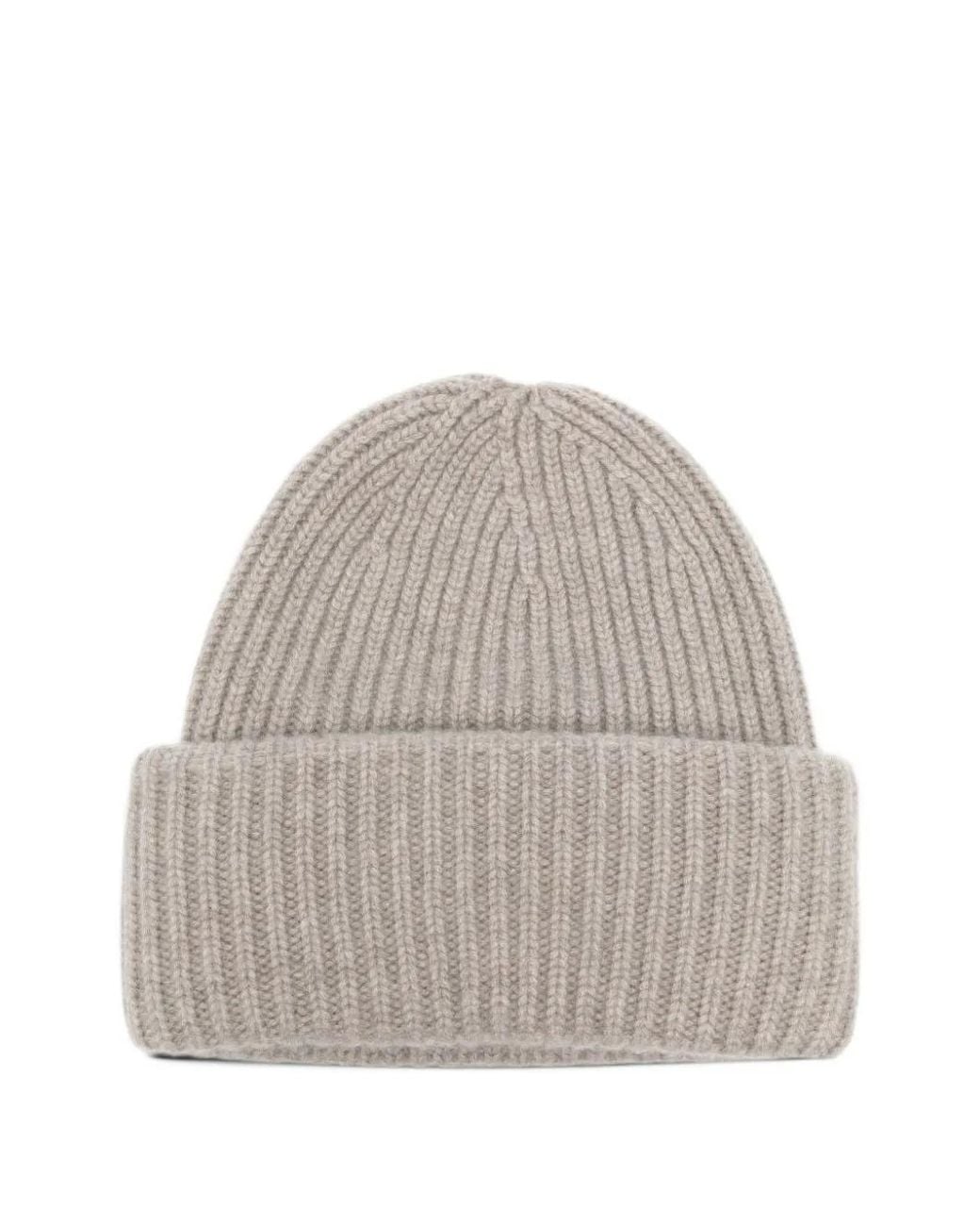 Soft Goat Gray Ribbed-Knit Beanie Hat