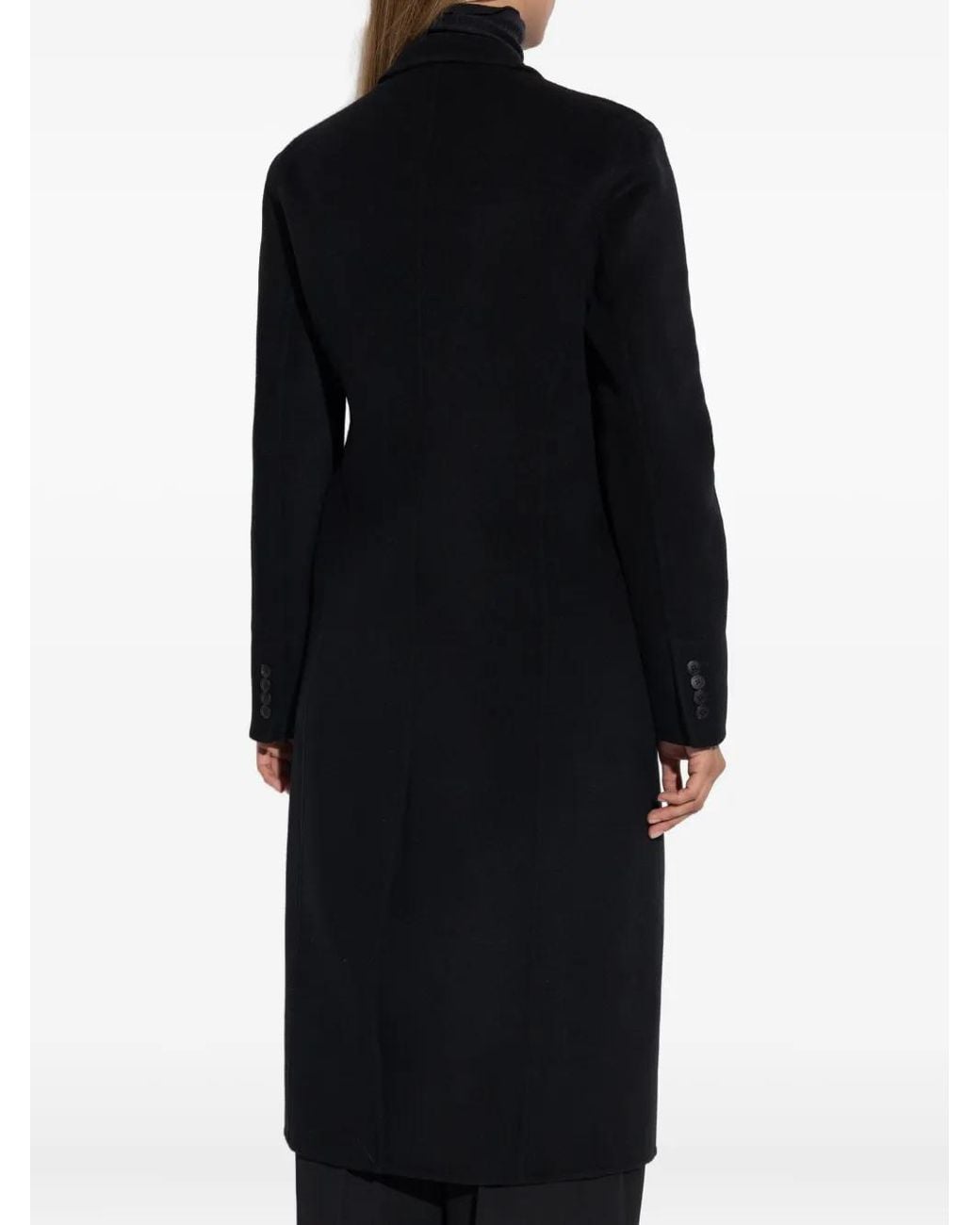Abrigo De Lana Con Doble Botonadura Tory Burch de color Black
