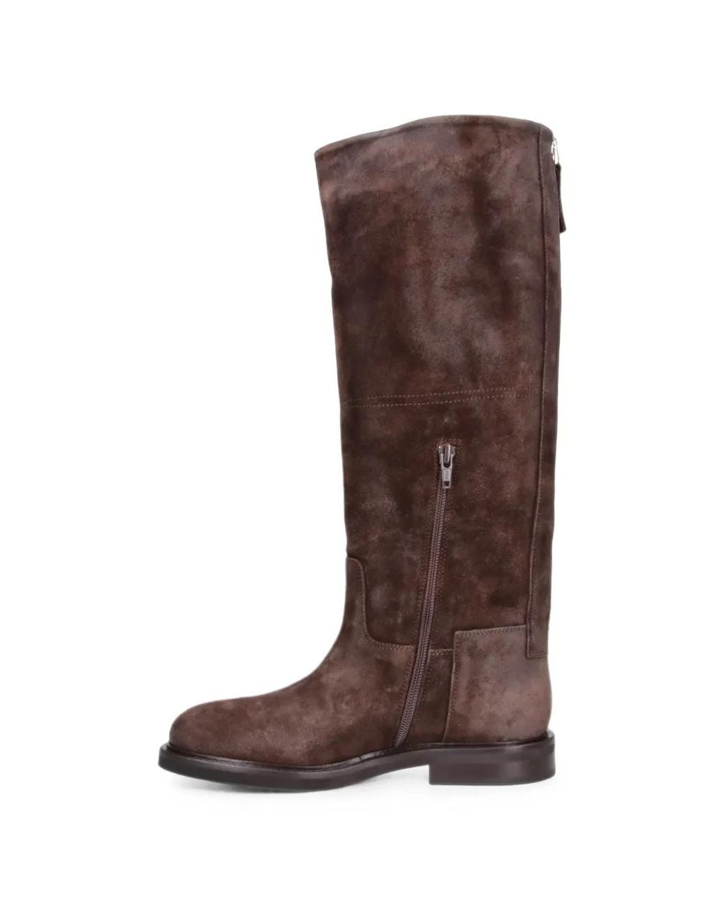 Poeve Brown Eve Leather Rear-Zip Boots