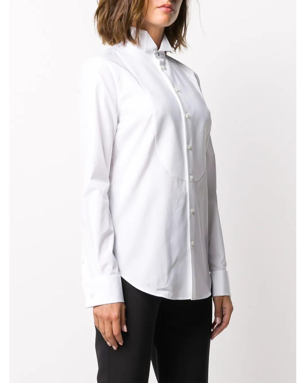 Ralph Lauren White Wingtip-Collar Tuxedo Shirt