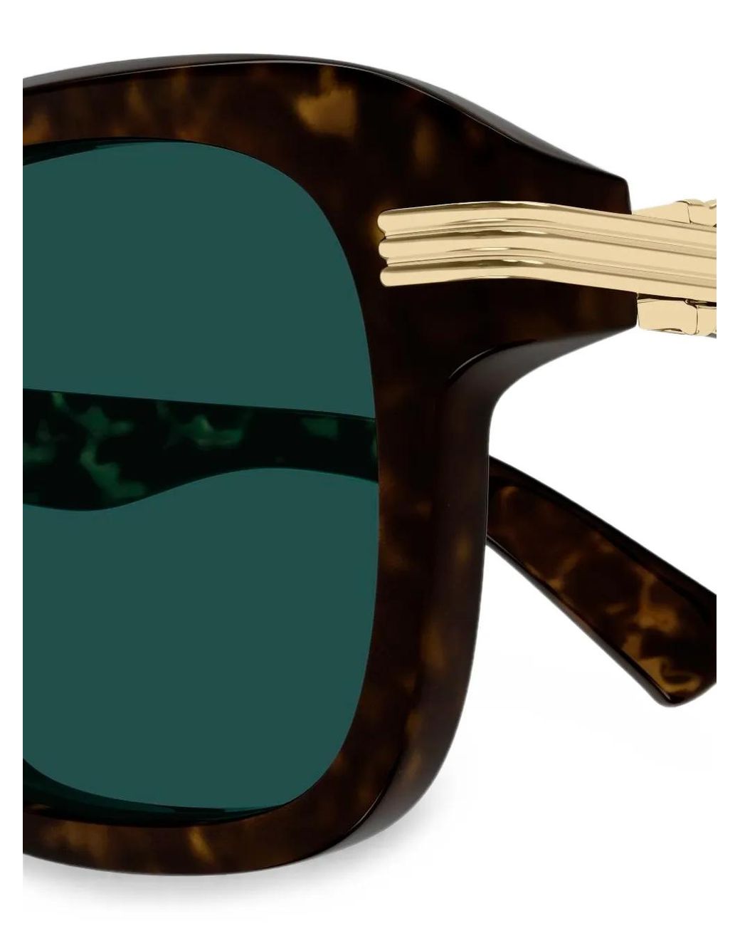 Cartier Green Tortoiseshell-Effect Rectangle-Frame Sunglasses for men