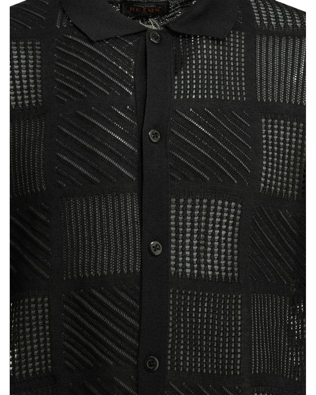 Beams Plus Black Polo À Design Patchwork for men
