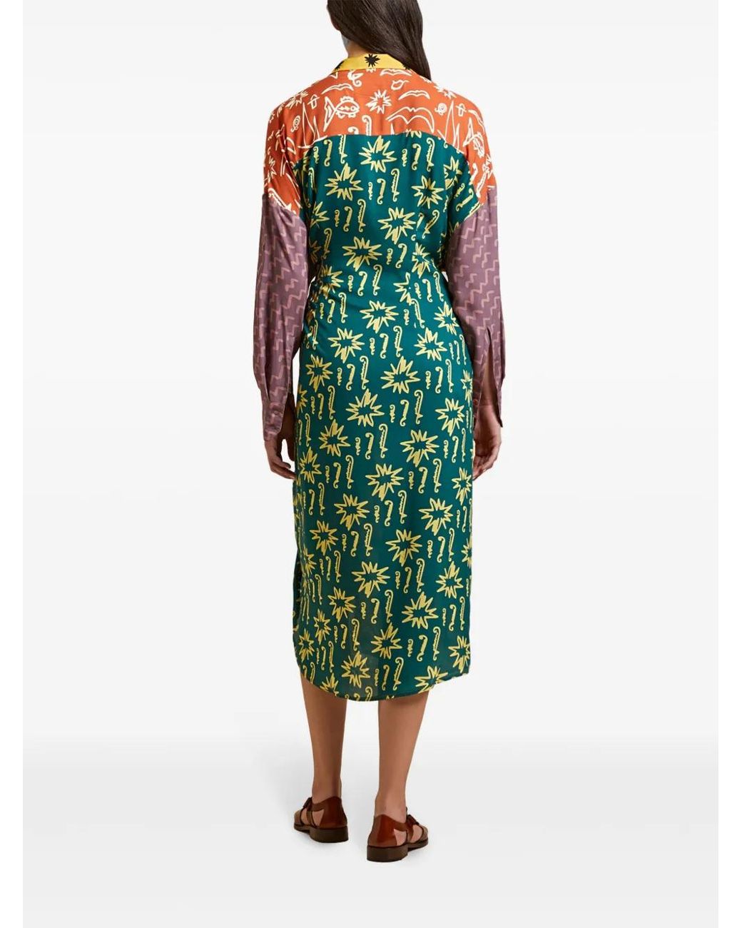 Donde Esteban Yellow Estrellitas Midi Dress