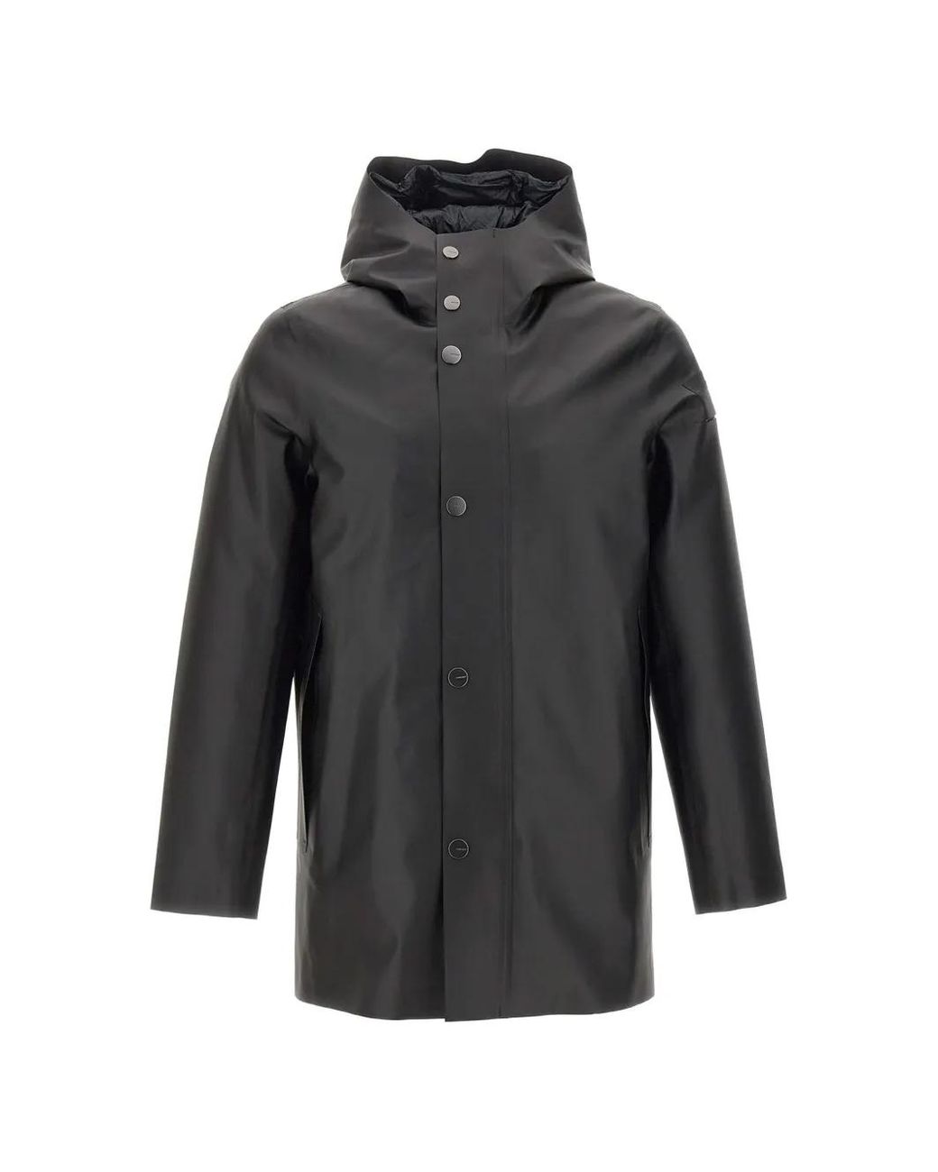 Rrd Gray Double Rubber Floating Hooded Press-Stud Coat for men