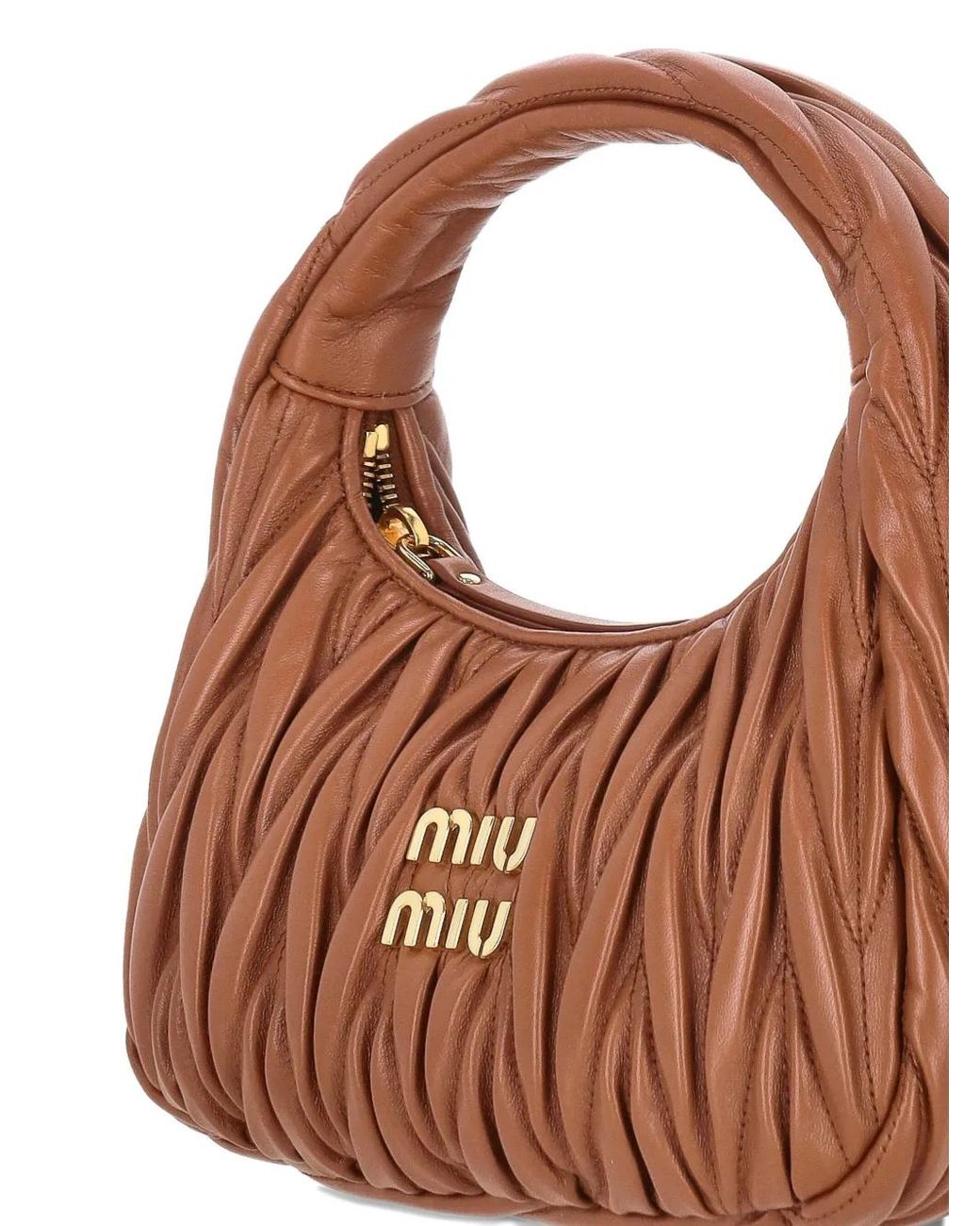 Miu Miu Brown Small Matelassé Nappa-Leather Tote Bag