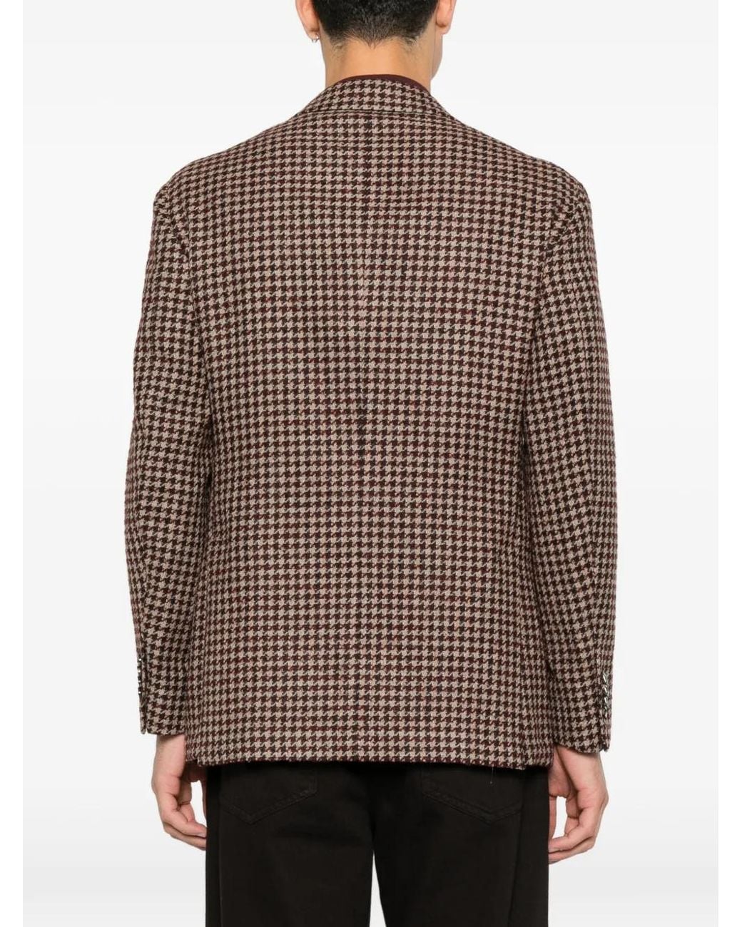 Gabriele Pasini Brown Veste À Motif Pied-De-Poule Et Revers Crantés for men