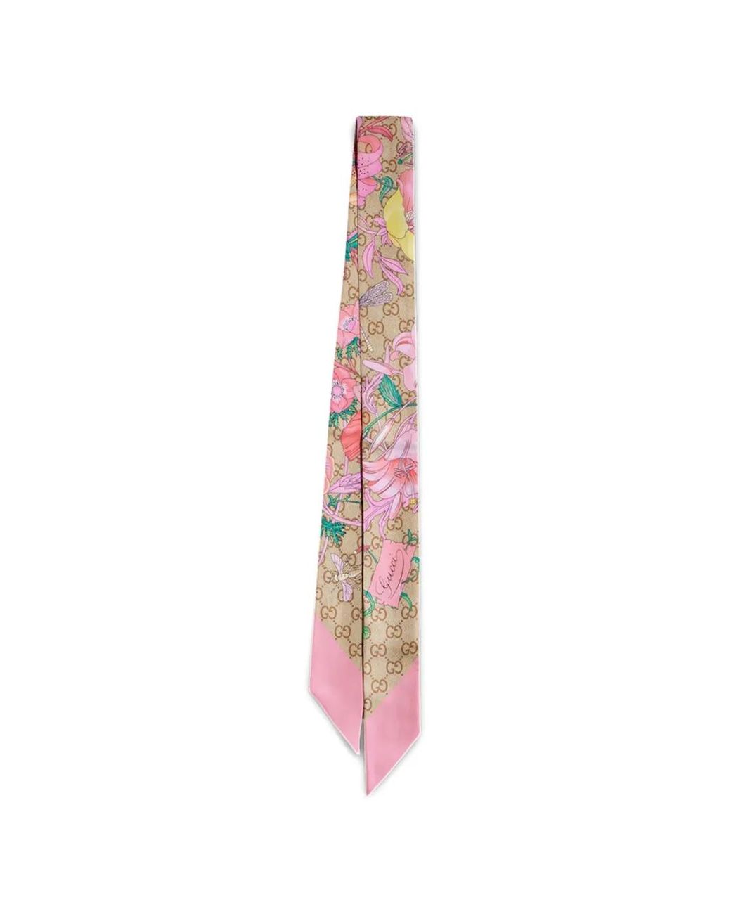 Gucci White Printed Silk Ribbon