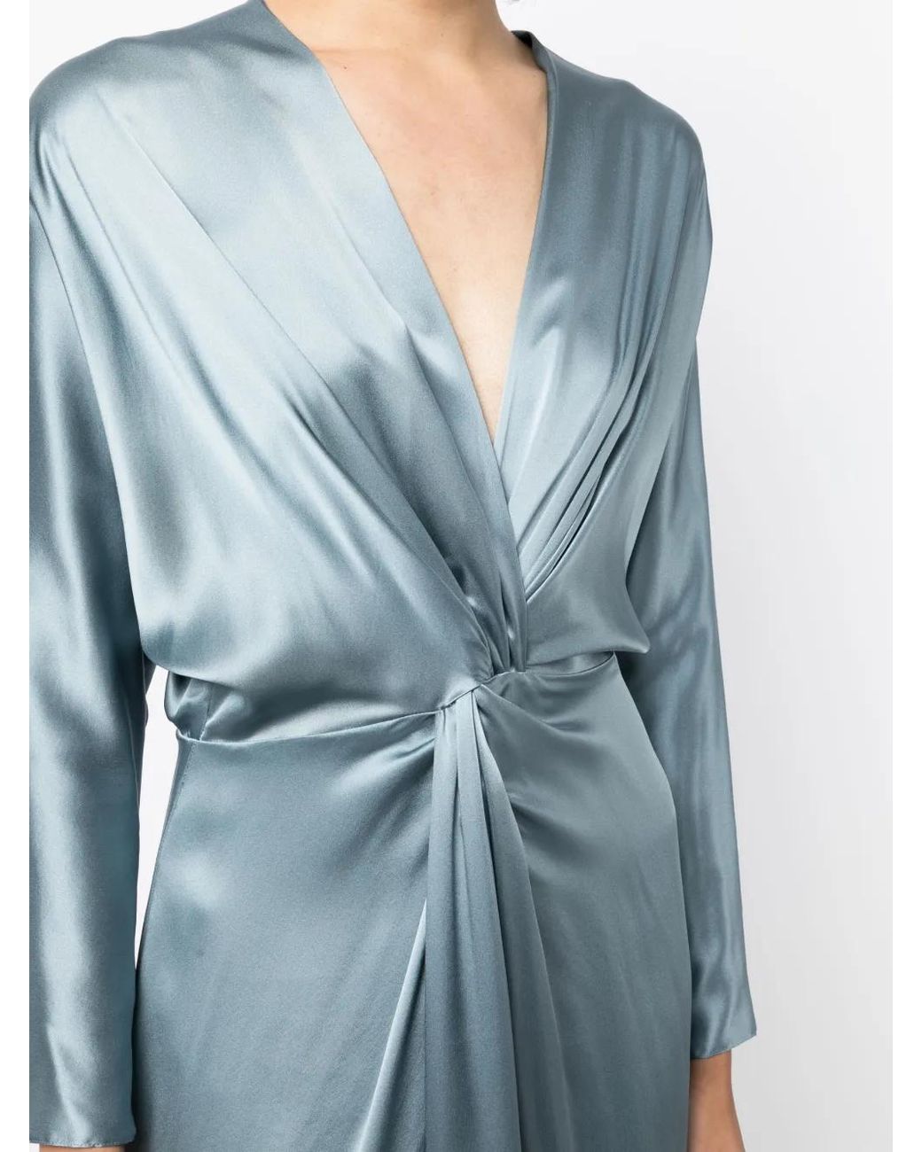 Michelle Mason Blue Twist-Detail Silk Gown
