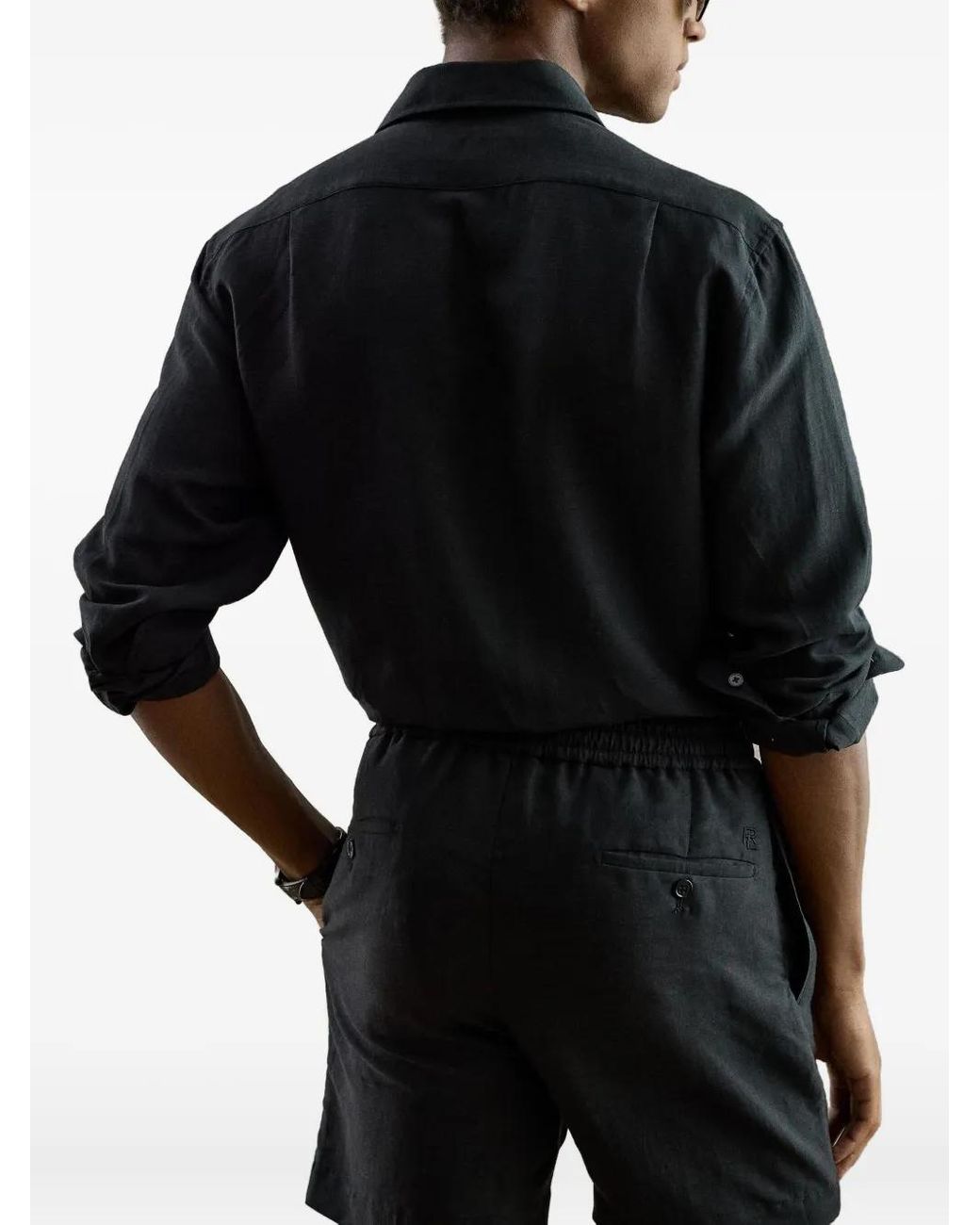 Ralph Lauren Black Double-Pocket Long-Sleeve Shirt for men