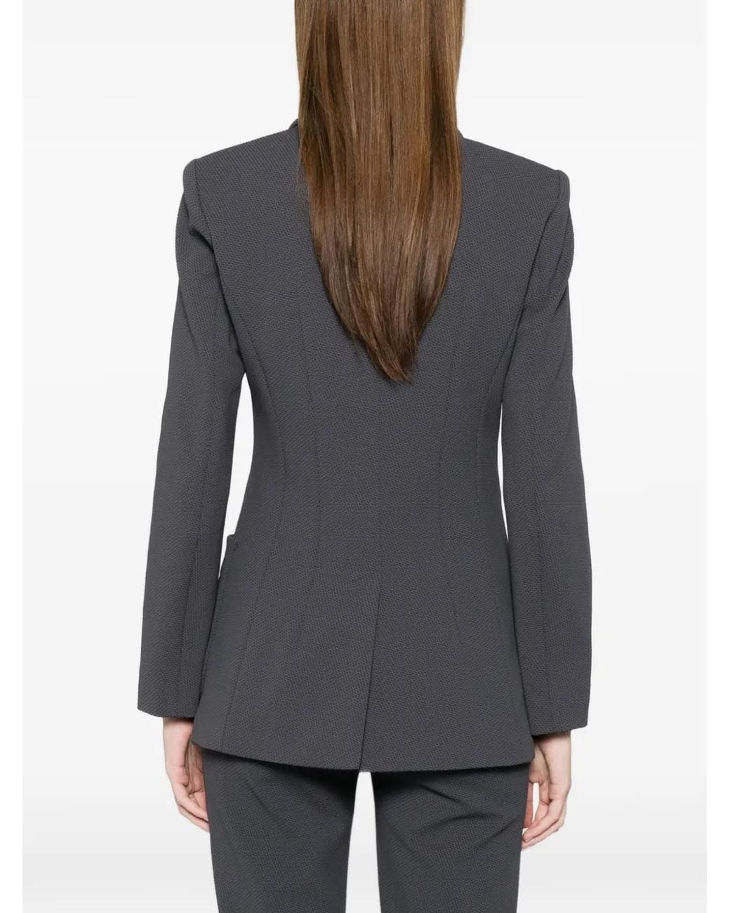 Marc Cain Gray Double-Breasted Blazer
