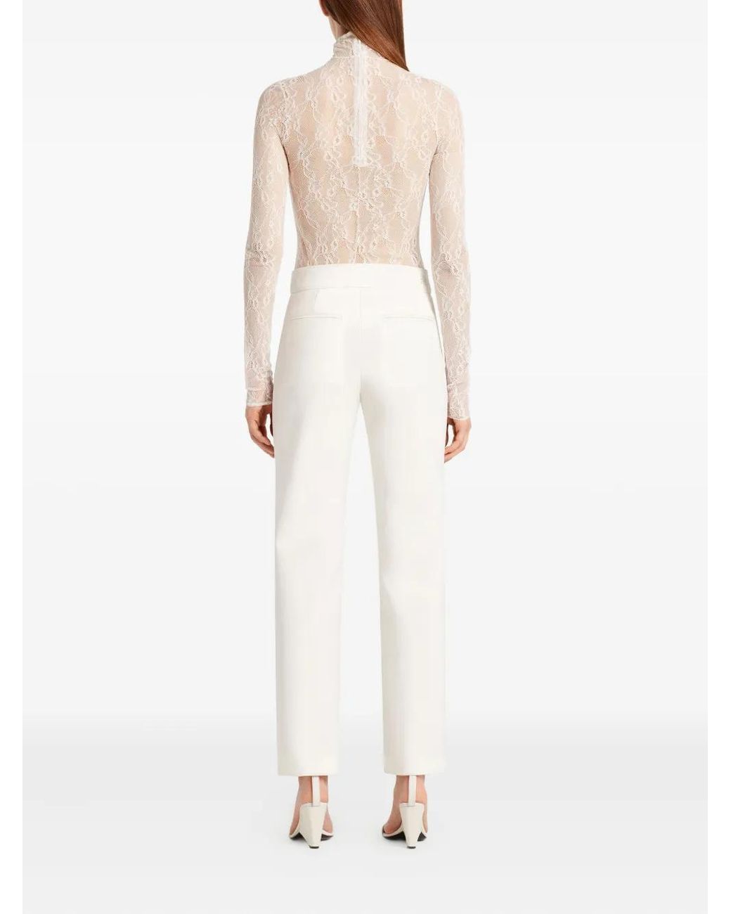 Courreges White Lace Turtleneck Top